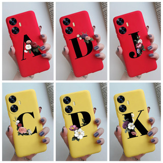 เคสโทรศัพท์มือถือ ซิลิโคนนุ่ม ลายดอกไม้ ตัวอักษร แฟชั่น สําหรับ Realme C55 2023 C55 4G RMX3710