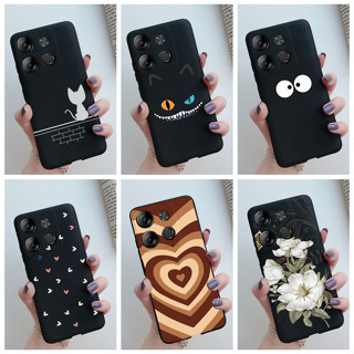 เคสโทรศัพท์มือถือ ซิลิโคนนิ่ม TPU ลายแมวน่ารัก สีดํา สําหรับ Infinix Smart 7 X6515 Smart7