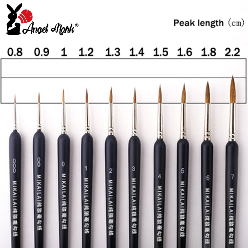 Angel Mark แปรงปากกาวาดภาพ วาดเส้นขนหมาป่า หัวกลม สีดํา