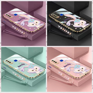 เคส OPPO A57 2022 A77S 4G A78 5G A17K A57 5G 2020 A77 5G Reno 8T 4G A55 4G Reno 8T 5G A17 ขอบตรง 90 ° Anime Rabbit Electroplating เคสโทรศัพท์