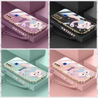 เคส Samsung A24 A54 5G A70 A34 M23 M14 A14 M54 M30S M21 M52 ขอบตรง 90 ° Anime Rabbit Electroplating เคสโทรศัพท์