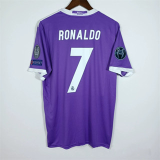 เสื้อกีฬาแขนสั้น ลายทีมชาติฟุตบอล Real-Madrid RONALDO BENZEMA SERGIO RAMOS คุณภาพสูง ไซซ์ 16-17