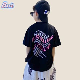 Bxpb ใหม่ เสื้อยืดลําลอง ผ้าฝ้าย แขนสั้น ระบายอากาศ ทรงหลวม ใส่สบาย แฟชั่นฤดูร้อน สําหรับเด็กผู้ชาย 100-160