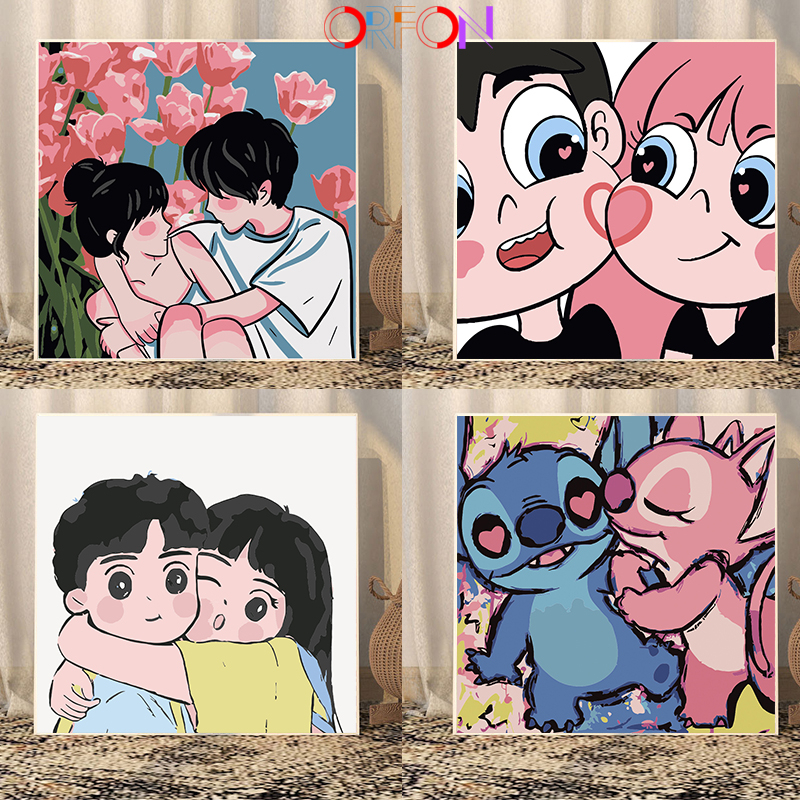 [มีเฟรม] 20X20 ซม ภาพระบายสีตามตัวเลข ขึงเฟรมไม้พร้อมอุปกรณ์ ฝึกสมาธิ ของขวัญ DIY สำหรับตกแต่งบ้าน ระบายสีตามตัวเลข ขนาดเล็ก ภาพวาดผ้าใบ เด็ก ของขวัญ