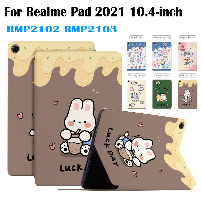 สําหรับrealme Pad 10.4 นิ้ว 2021 แฟชั่นน่ารักการ์ตูนFlip StandสําหรับRealmePad RMP2102 RMP2103 คุณภาพสูงPUหนังแท็บเล็ตป้องกันกรณี