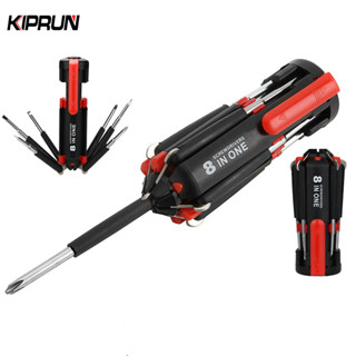 KIPRUN 8 In 1 Screwdriver Set with LED Light Tool Set Folding Screwdriver Bits Multitool Household Repair Tool