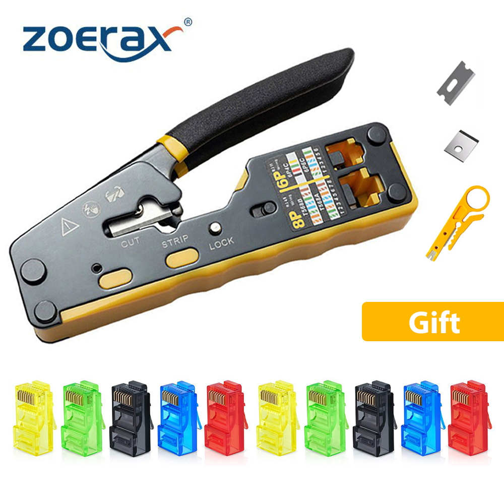 Zoerax Cat6 Cat5 Cat5e 8P8C RJ45 คีมย้ําหางปลา เชื่อมต่ออีเธอร์เน็ต