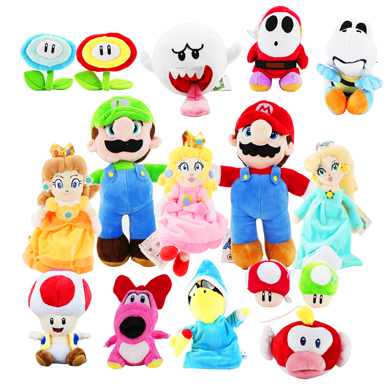 เกมแนว 50 บรอส. Luigi Yoshi Wario Waluigi คางคกพีช Goomba Shy Guy เห็ดสีแดง Power Star ตุ๊กตาของเล่นตุ๊กตาตุ๊กตาตุ๊กตาตุ๊กตาเด็กของขวัญ