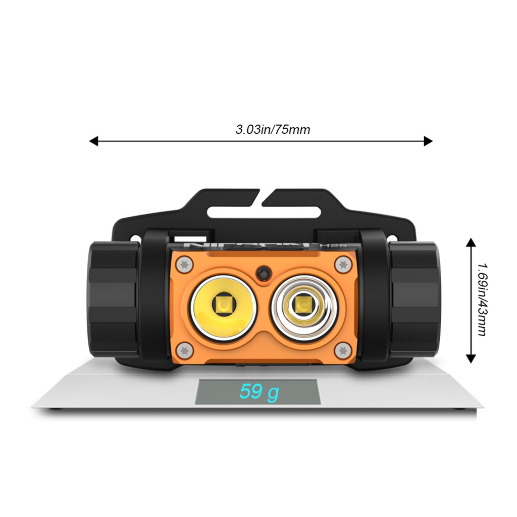 Nicron H25 ไฟหน้า 1500 Lumens ความสว่างสูง Double-Swich Control LED ไฟหน้ากันน้ําโคมไฟ Type-C ชาร์จหัวไฟฉายสําหรับกลางแจ้ง - รูปที่ 2