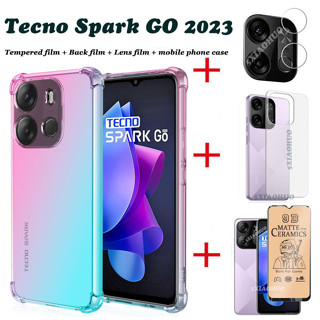 (4 In 1) สําหรับ Tecno spark GO 2023 เคสโทรศัพท์ + ฟิล์มกระจกนิรภัยกันรอยหน้าจอเซรามิค แบบเต็มจอ ฟิล์มกระจกกล้องหลัง + ฟิล์มเลนส์กล้อง + ฟิล์มด้านหลัง