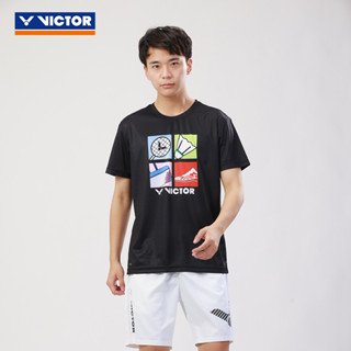 เสื้อยืดแขนสั้นลําลอง พิมพ์ลาย Victor Badminton สไตล์สปอร์ต สําหรับผู้ชาย และผู้หญิง