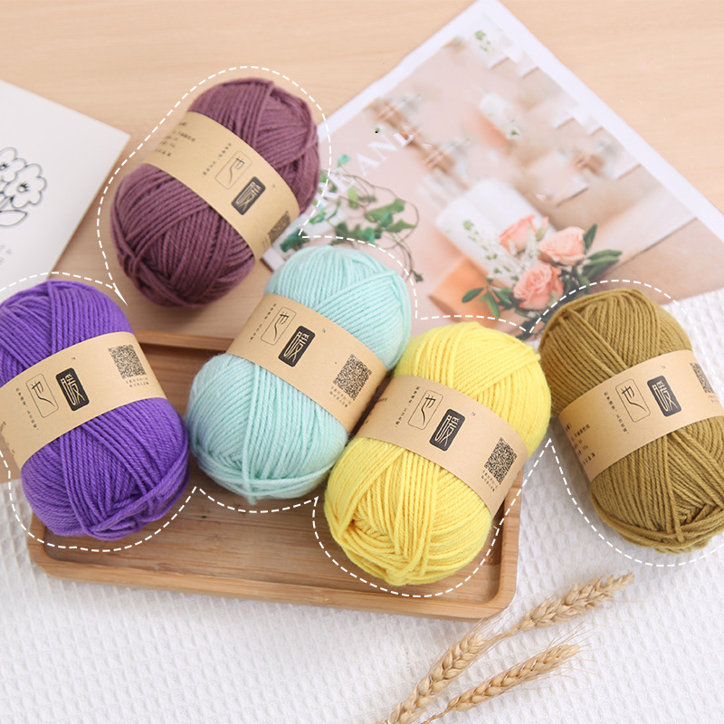 4 ply เส้นด้ายไหมพรมถักโครเชต์ ขนสัตว์นุ่ม หลากสี 50 กรัม สําหรับถักนิตติ้ง DIY