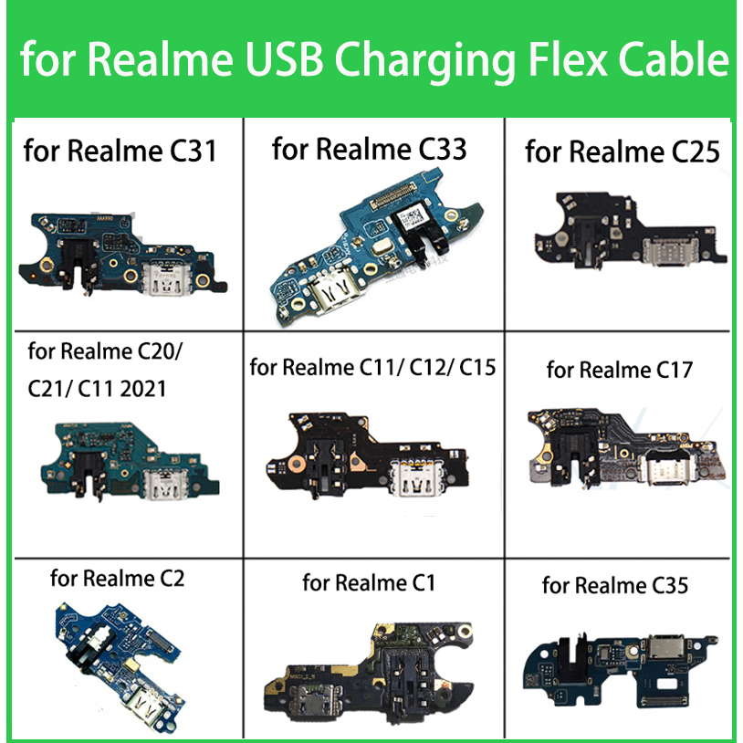 บอร์ดเชื่อมต่อสายชาร์จ USB PCB สายเคเบิลอ่อน สําหรับ Realme C20 C21 C11 2021 C12 C15 C17 C2 C1 C35 C30 C25 C31 C33