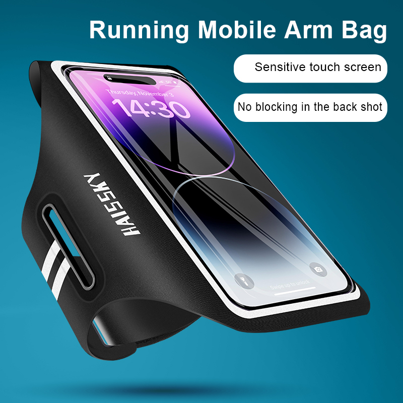 HAISSKY กลับดูออกแบบวิ่งกีฬา Armband กระเป๋าสําหรับ iPhone 16 15 14 13 12 11 Pro Max 15 Plus Universal บนมือแขนกระเป๋าสําหรับ Xiaomi Samsung Huawei