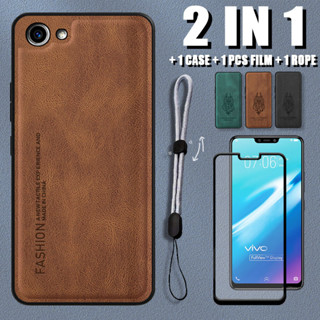 เคสหนังนิ่ม หรูหรา 2 IN 1 สําหรับ VIVO Y81 Y81i Y81s พร้อมฟิล์มเซรามิค และสายคล้องปรับได้