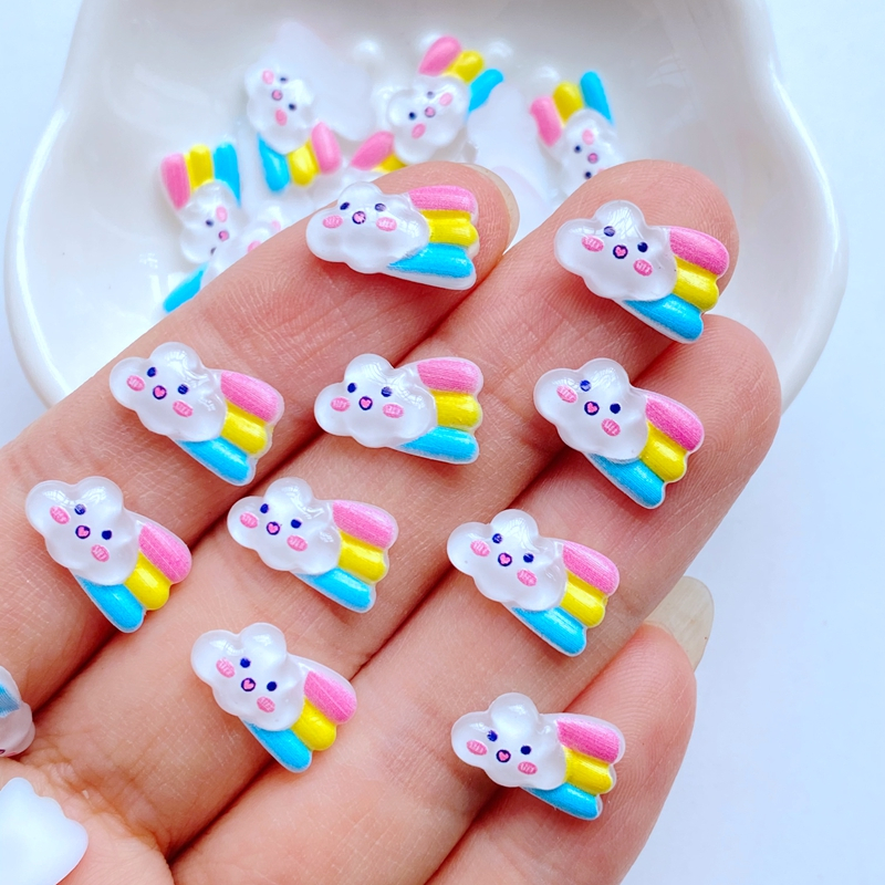 ชุดเมฆเรซิ่น สีรุ้ง ขนาดเล็ก 8x13 มม. สําหรับตกแต่งเล็บ DIY 30 ชิ้น