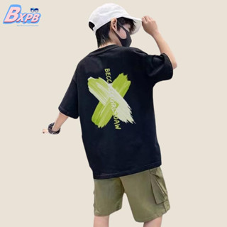 Bxpb เสื้อยืดแขนสั้น ผ้าฝ้าย พิมพ์ลาย ทรงหลวม ใส่สบาย แฟชั่นฤดูร้อน สําหรับเด็กผู้ชาย 100-160