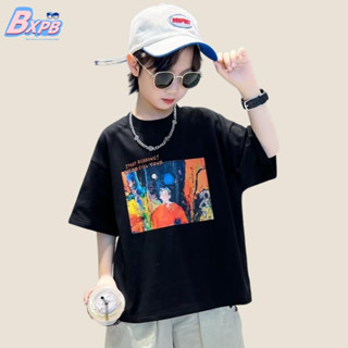 Bxpb เสื้อยืดแขนสั้น ผ้าฝ้าย พิมพ์ลายกราฟฟิติ ทรงหลวม ใส่สบาย แฟชั่นฤดูร้อน สําหรับเด็กผู้ชาย 100-160