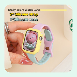 เคสซิลิโคนนิ่ม พร้อมสายคล้องโลหะ สําหรับ iwatch series 8 7 6 5 SE 4 3 2 iwatch 45 มม. 41 มม. 44 มม. 40 มม. 38 มม. 42 มม.