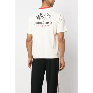 เสื้อยืดแขนสั้นลําลอง พิมพ์ลายโลโก้ตัวอักษร Palm PA Racing Flag แฟชั่นฤดูร้อน สไตล์ยุโรป และอเมริกา 2023