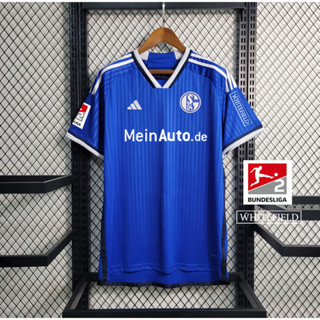 เสื้อกีฬาแขนสั้น ลายทีมชาติฟุตบอล Schalke 04 23 24 ไซซ์ S - 2XL ชุดเหย้า