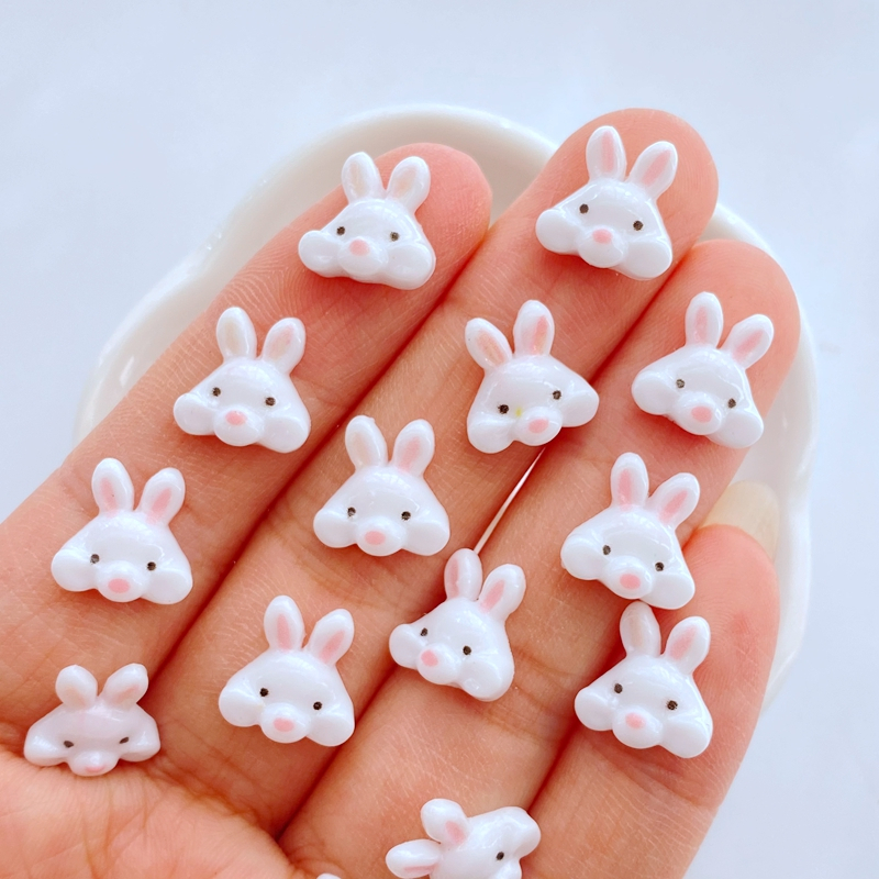 เรซิ่น รูปการ์ตูนสัตว์ กระต่าย ขนาดเล็ก 11 มม. สําหรับตกแต่งเล็บ DIY 50 ชิ้น