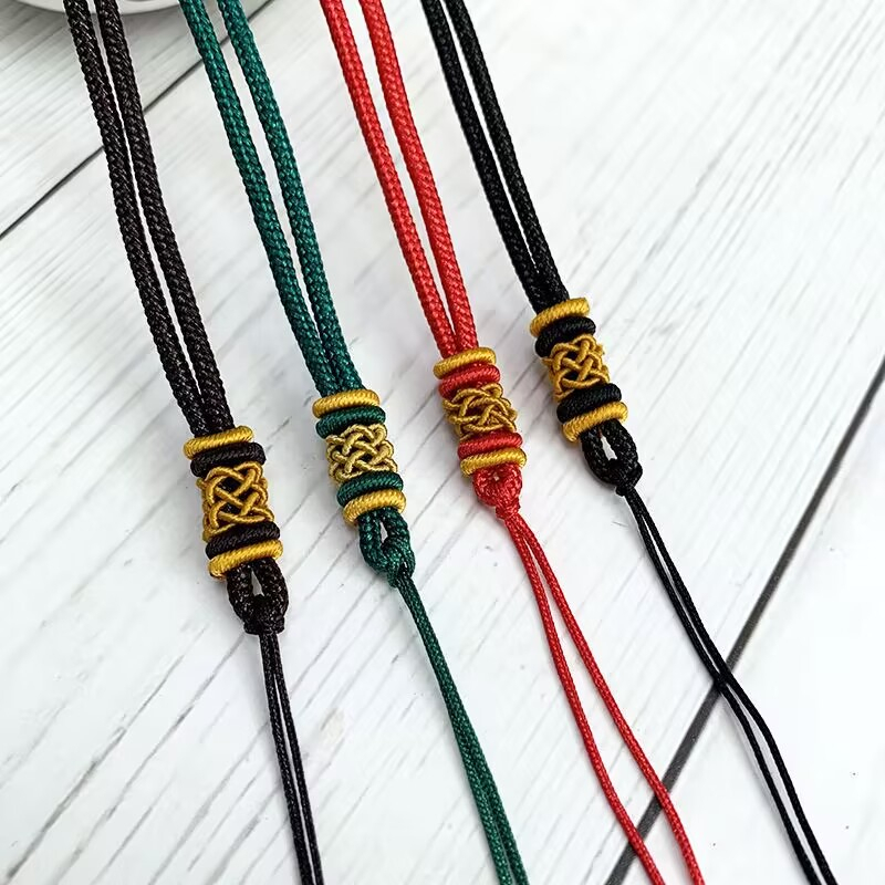 สร้อยคอเชือกทอมือ จี้หยก แบบเรียบง่าย สําหรับผู้ชาย และผู้หญิง