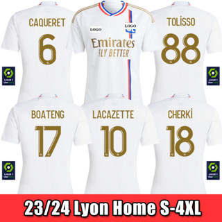 เสื้อกีฬาแขนสั้น ลายทีมชาติฟุตบอล Lyon 2023-2024 ไซซ์ S-4XL 23/24