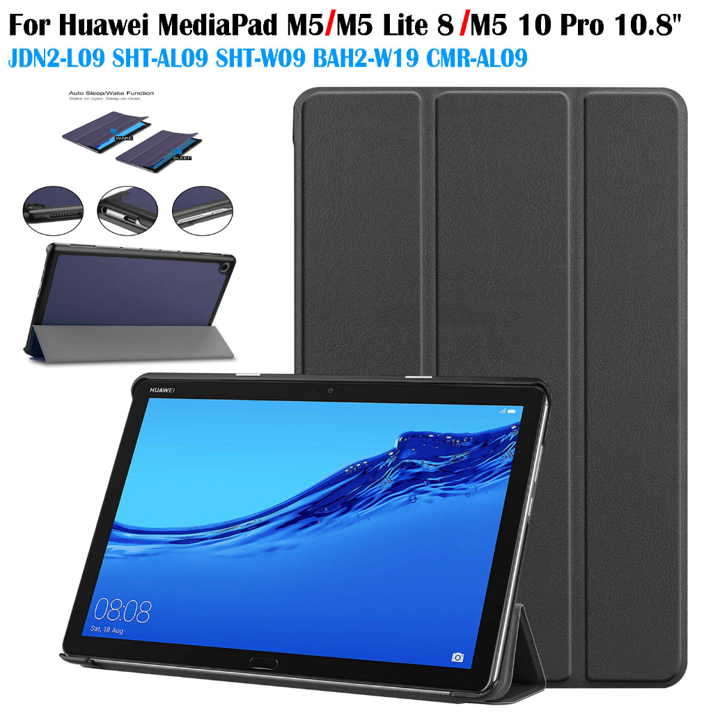 สําหรับ Huawei MediaPad M5 /M5 Lite 8 /M5 10 Pro 10.8 "แท็บเล็ตพีซีกรณี JDN2-L09 SHT-AL09 SHT-W09 BAH2-W19 CMR-AL09 เหงื่อหลักฐานหนัง PU ฝาครอบแม่เหล็ก