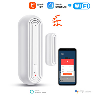 Tuya WiFi Zigbee เซนเซอร์เตือนภัย เปิดปิดประตู หน้าต่าง พร้อมไซเรน 90dB สําหรับ Alexa Google Home