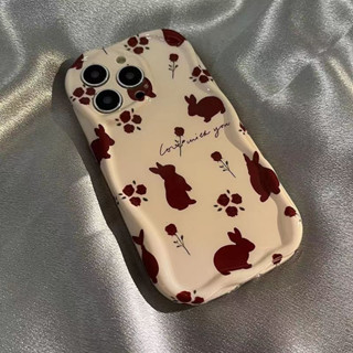 เคสโทรศัพท์มือถือ แบบนิ่ม ลายดอกกุหลาบ และกระต่าย สําหรับ iphone11 12 13 14 promax x xs xr i7 i8