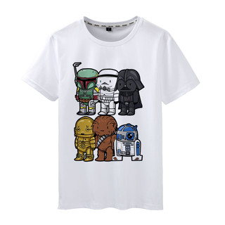 เสื้อยืดแขนสั้น พิมพ์ลาย Star Wars Samurai Moon สีดํา สไตล์ยุโรป และอเมริกา แฟชั่นสําหรับผู้ชาย และผู้หญิง