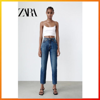 Zara ใหม่ กางเกงยีนส์ เอวสูง กระชับสัดส่วน สําหรับผู้หญิง