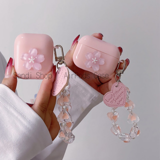 ins Pink Crystal Flower AirPods Case For AirPods 4/3/Pro/Pro2, TPU Soft, Anti-Drop, Apple Wireless Bluetooth Headset