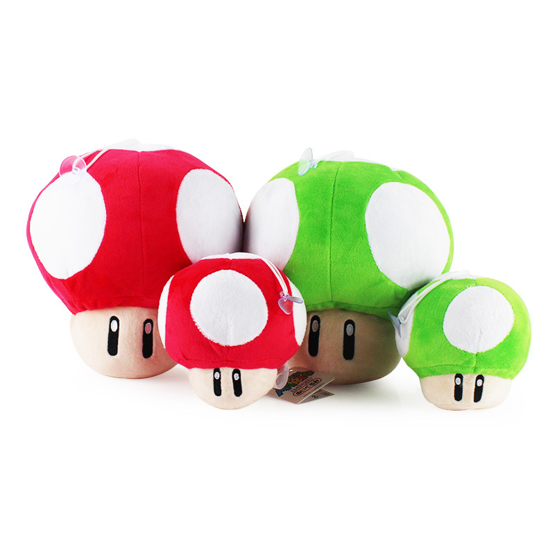 Nintendo Game Super Mario Bros. ขนาด 10-21 ซม. ตุ๊กตาเห็ดสีแดง เห็ดสีเขียว มาริโ