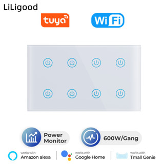 Liligood สวิตช์ไฟอัจฉริยะ Wifi 8 ช่อง ตั้งเวลาได้ สําหรับ Alexa Google Home Smart Life