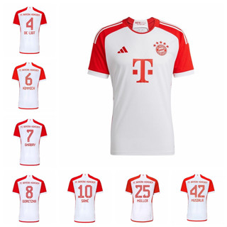 เสื้อกีฬาแขนสั้น ลายทีมชาติฟุตบอล Bayern Munich Kimmich Sane Gnabry Goretzka De Ligt 2023-24 ชุดเหย้า