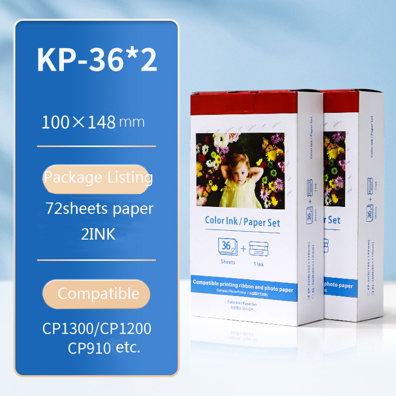 ตลับหมึก KP72IN KP-36IN สําหรับเครื่องพิมพ์ Canon Selphy CP1300 CP1200 CP900 CP910 CP1000 6 นิ้ว