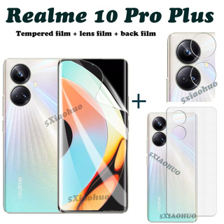 3in1 ฟิล์มไฮโดรเจลป้องกัน Realme 10 Pro Plus ป้องกันหน้าจอแบบเต็ม + ฟิล์มไฮโดรเจล + ฟิล์มด้านหลังไม่ใช่กระจกนิรภัย