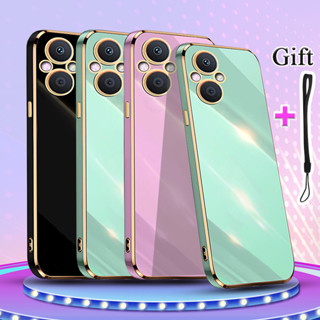 เคสโทรศัพท์มือถือชุบไฟฟ้า ขอบตรง สําหรับ OPPO Reno 7Z Reno 8Z