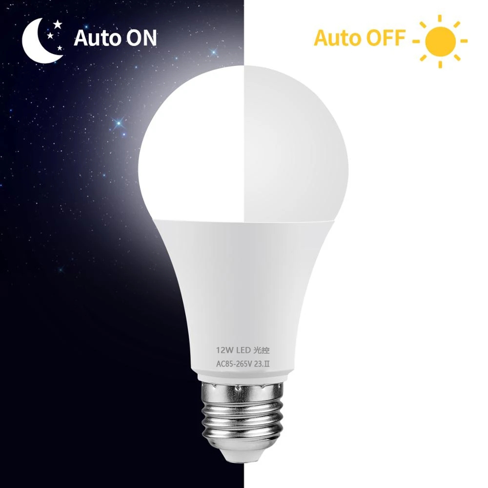 หลอดไฟกลางคืน LED 9W 12W พร้อมเซนเซอร์อัจฉริยะ เปิด ปิดอัตโนมัติ 85-265v สําหรับตกแต่งสวน