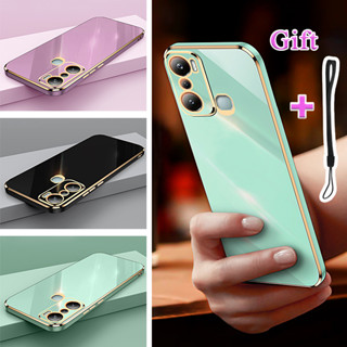 เคสโทรศัพท์มือถือ TPU แบบนิ่ม ชุบไฟฟ้า ขอบตรง สีสันสดใส สําหรับ Infinix Hot 20i