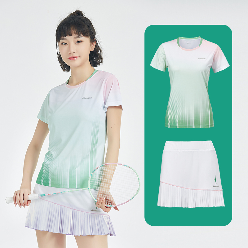 Kawasaki ชุดกีฬา เสื้อแขนสั้น กระโปรง เหมาะกับเล่นแบดมินตัน สําหรับผู้หญิง A2946&A2775
