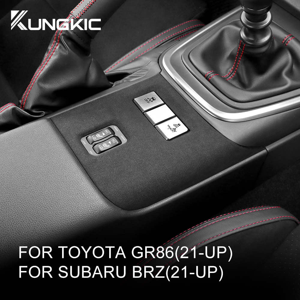 หนังนิ่มรถที่นั่งปุ่มความร้อนสติกเกอร์สําหรับ Toyota GR86 Subaru BRZ 2021-2025 Shifter แผงสติกเกอร์อุปกรณ์ตกแต่งภายใน