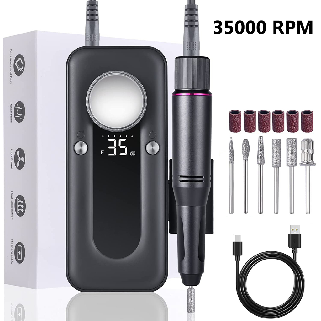 เครื่องสว่านไฟฟ้า แบบพกพา 35000RPM สําหรับขัดเล็บเจล อะคริลิค