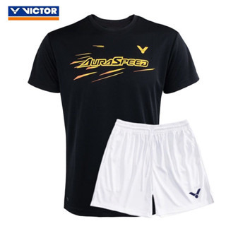 เสื้อยืดท็อปแขนสั้น แบบบาง พิมพ์ลาย Victor Badminton Culture สําหรับผู้ชาย และผู้หญิง