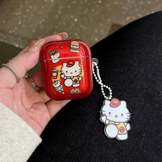 เคสหูฟังบลูทูธไร้สาย กันกระแทก ลายการ์ตูน Hello Kitty น่ารัก สําหรับ airpods รุ่น pro 1 2 3