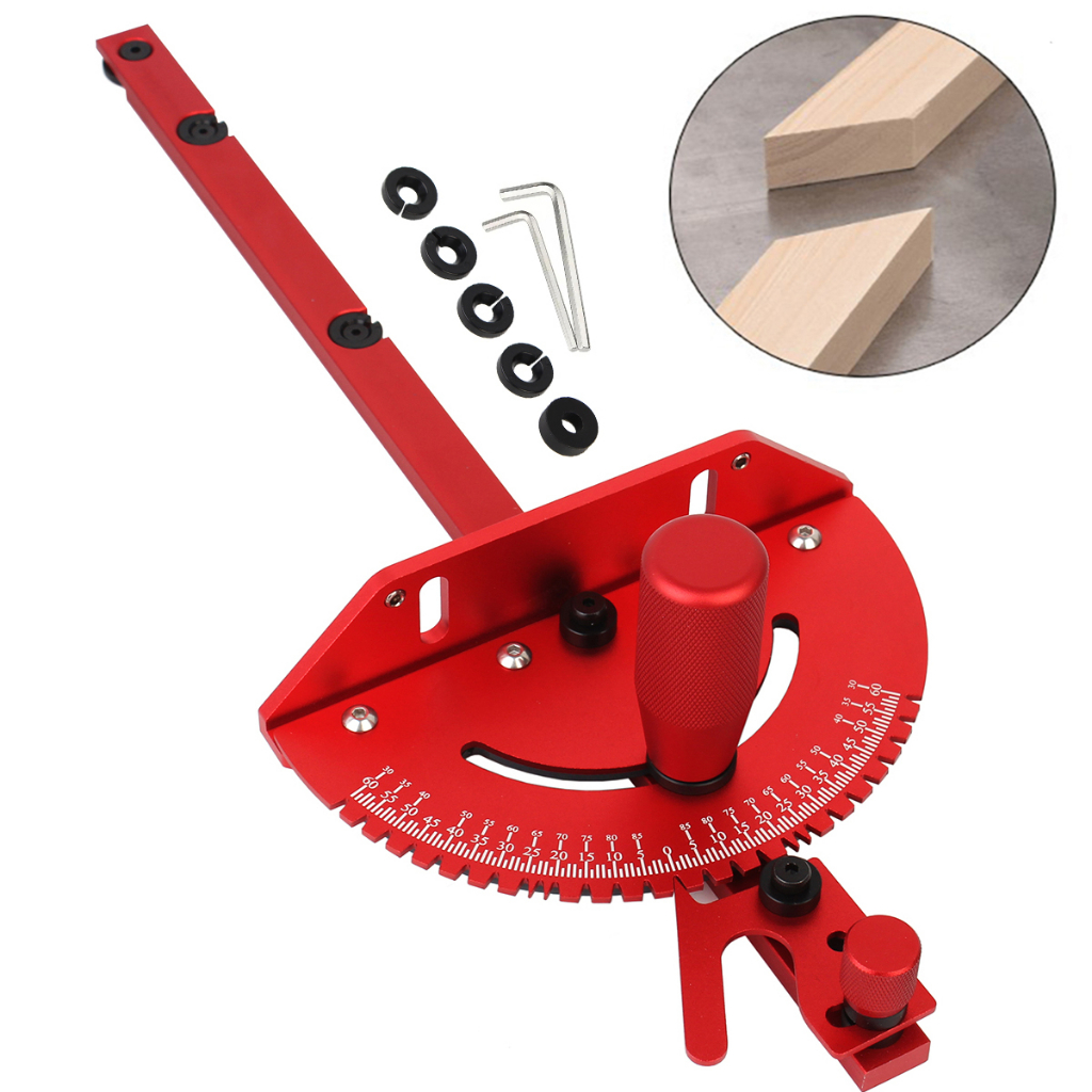 Universal Table Saw Miter Gauge Assembly Benches Router Red Aluminum Alloy Miter Gauge Sawing Ruler DIY Woodworking Tools