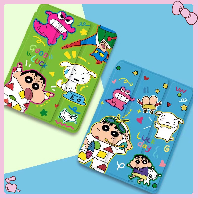 【Crayon Shin-chan】เคสใสไอแพด กันกระแทก เคสแท็บเล็ต CASE FOR IPAD มีช่องใส่ปากกา ทุกรุ่น หลังใส ฝาพับ เคส iPad 10.2 Gen7/8/9 เคสสำหรับ iPad 10.5Air3/iPad9.7Air1-2gen5-6/iPad 2017-2018/ipad mini 1/2/3/4/5/6