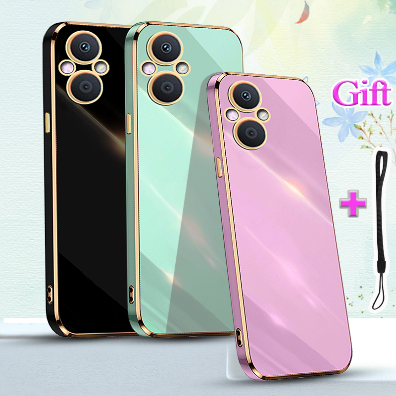 สําหรับ OPPO Reno 7Z Reno 8Z Traight Edge Electroplated เคสโทรศัพท์ Gold edge ชุบ